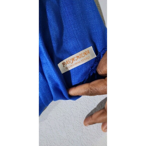 Authentic Gray Blue Pashmina Scarf Wrap  70% Pashmina 30% Silk 72x29 - Picture 3 of 5